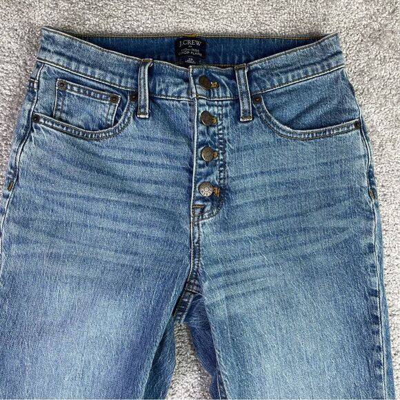 J. Crew Factory Jeans Women's 26 Blue Crop Flare High Rise Button Fly AW389 - Picture 2 of 11